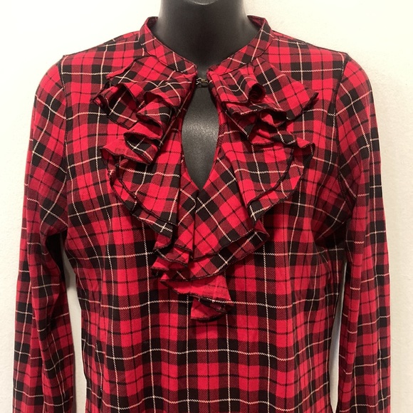 Lauren Jeans Co. Ralph Lauren Red & Black Plaid Long Sleeve Top Small - Picture 2 of 5